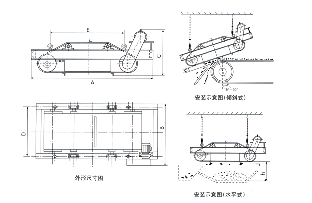 RCDD干式自卸式电磁除铁器外形尺寸图